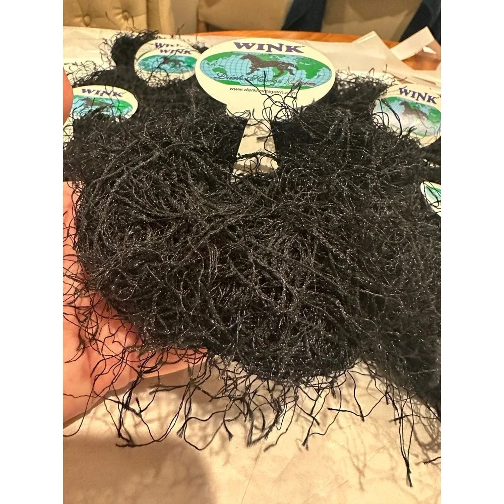 WINK Black Yarn Skeins - Dark Horse Yarn Eyelash